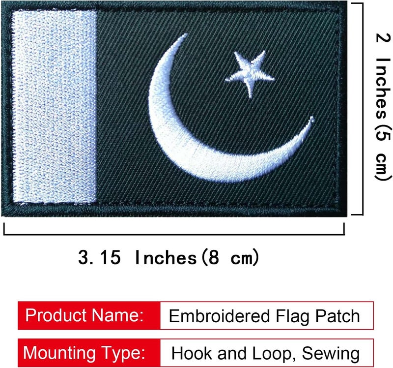 MWOOT 2PCS Pakistan Flag Patch Embroidered Morale Patch Military Tactical Patches Hook and Loop - Image 2
